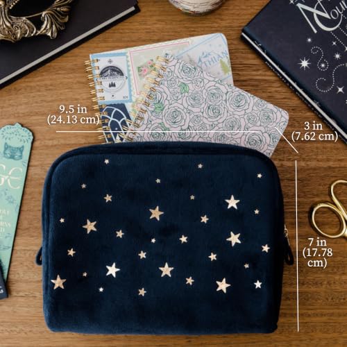 Sarah J. Maas A Court of Thorns and Roses Velvet Pouch, Night Court | Officially Licensed Sarah J. Maas ACOTAR Bag with Mountain Zip Pull & Gold Lamé Lining, Book Sleeve Size Travel & Pencil Case