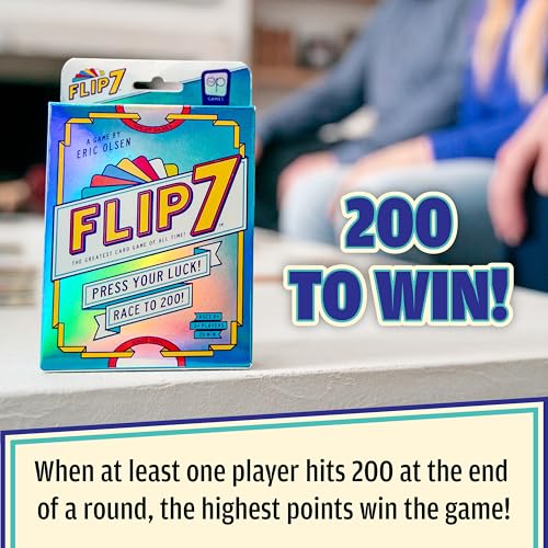 USAOPOLY Flip 7 Card Game, The Ultimate Blend of Press Your Luck Strategy | Fast-Paced Addictive Card Game, Quick to Learn & Easy to Teach, 3+ Players, Ages 8+