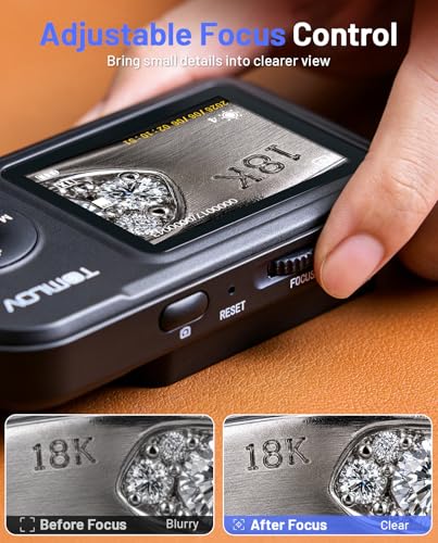 TOMLOV P50 Handheld Digital Microscope, Adjustable Focus, 2.4" IPS Screen | Adjustable LED Lighting, Pocket-Sized, Take Photos/Videos, Error Coin & Trichome View, For Collectors, Windows/Mac Compatible