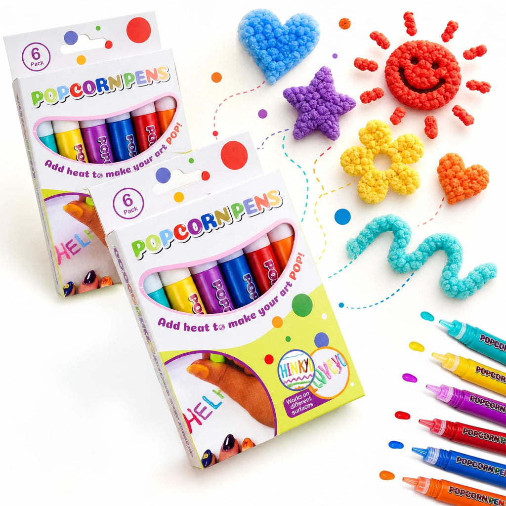 Sklight Popcorn Pens Puffy, 12PCS 3D Bubble Popcorn Drawing Pens | Heat-Activated Magic Puff Pens, Raised Texture for 3D Art, DIY Crafts, Card Making & Scrapbooking