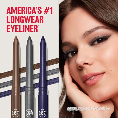 Revlon ColorStay Pencil Waterproof Eyeliner, 202 Black Brown, 0.01 oz | Waterproof pencil eyeliner with built-in sharpener. Smudge-proof, long-lasting, intense matte color.