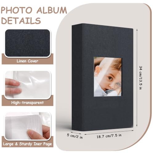 Popotop Photo Album 4x6-300 Photos Linen Cover Photo Books with 300 Horizontal Pockets,Slip-in Picture Albums for Family Wedding Anniversary Baby Vacation Pictures