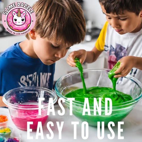 SlimeDazzle Slime Activator Solution 16 OZ – Ready to Use – Easy to Use Works Fast with All Glue Types – Safe Non Toxic– Makes Smooth, Stretchy Slime – Slime Making Supply - Made in USA