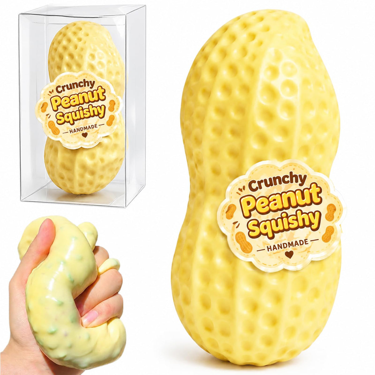 Crunchy Peanut Squishy Toys, Squeeze Fidget Toys for Stress Anxiety Relief | Peanut Squishy Crunchy Realistic Food Shaped Stress Balls, Soft Slow Rising Squishy Party Favors Birthday Gifts Adults Kids