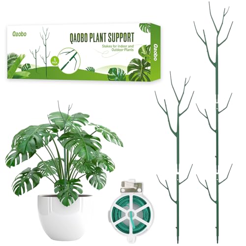 Qaobo 5 Pack Stackable Plant Support Stakes, Climbing Plant Support Structures for Monstera, Pothos, Philodendron Garden Plant Stakes for Indoor Outdoor Plants