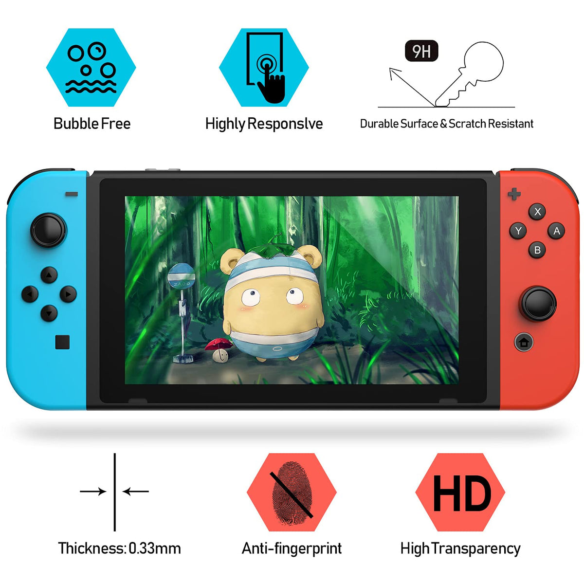 daydayup 3-Pack Tempered Glass Screen Protector for Nintendo Switch 1 2017 | 9H Scratch Resistance, 99.9% HD Clarity, Oleophobic Coating, 3DS Screen Protector, Fingerprint Resistant
