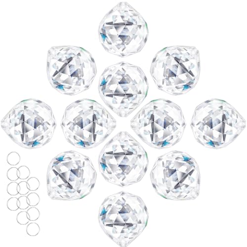 Crystal Prism 12PCS 1.2" Crystal Ball Prism K9 Glass Hanging Ornaments | Precision Faceted Cuts Brilliant Rainbow Reflections Ideal for Suncatchers Weddings DIY Crafts Chandeliers Home Decor