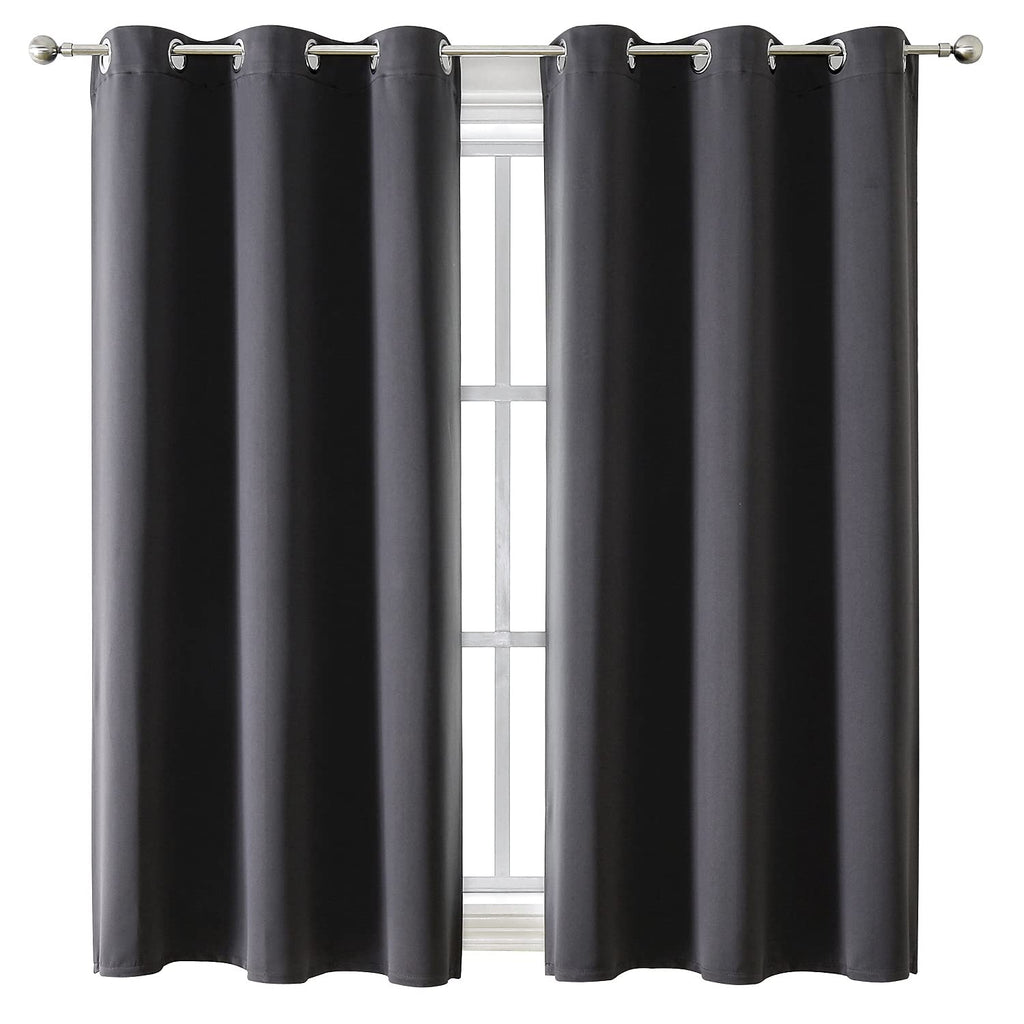 ChrisDowa Blackout Curtains for Bedroom and Living Room 63 Inches Long | 2 Panels Set, Thermal Insulated, Light Blocking, Room Darkening, Grommet, Window Drapes, Dark Grey, 42 x 63 Inch