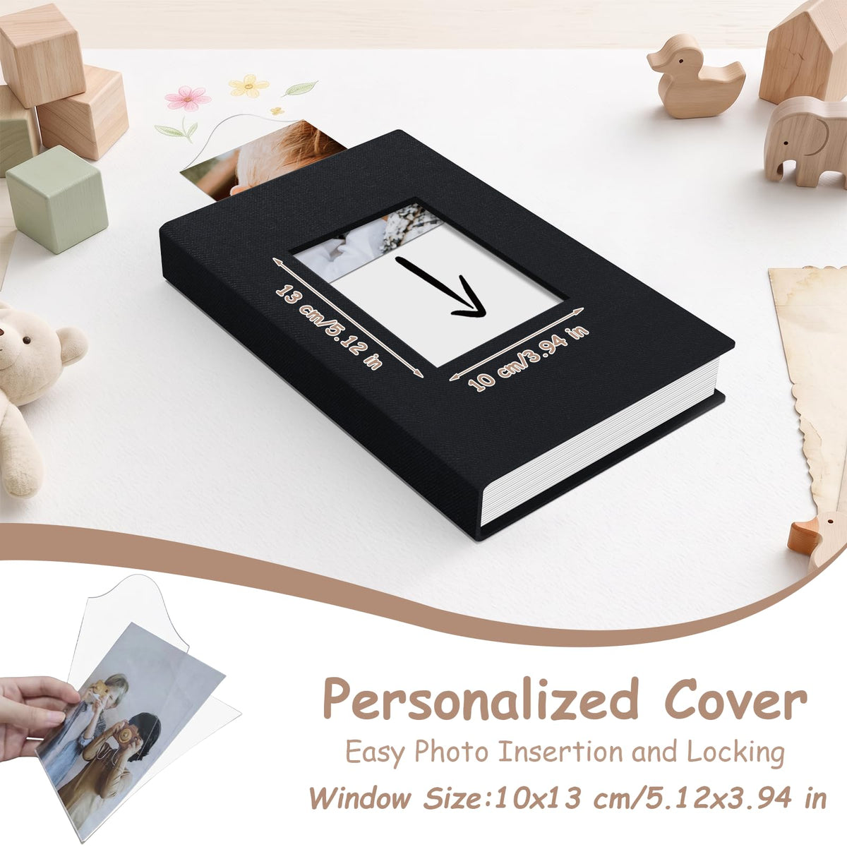 Popotop Photo Album 4x6-300 Photos Linen Cover Photo Books with 300 Horizontal Pockets,Slip-in Picture Albums for Family Wedding Anniversary Baby Vacation Pictures