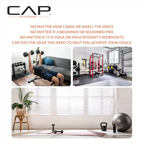 CAP Rubber Coated Dumbbell Weights, Free Weights for Home Gym Strength Training, Anti-Roll Hex Dumbbells with Black, Chrome & Comfort Grip Handles, Singles