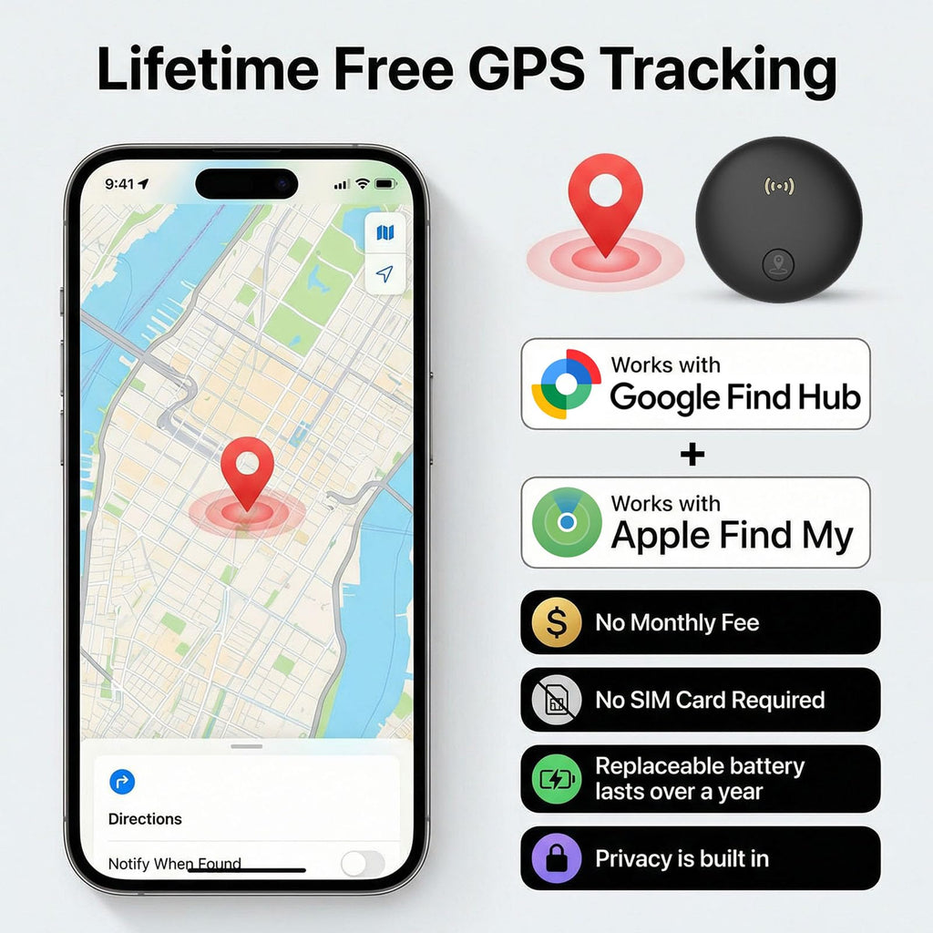 GPS Tracker for Vehicles, Real-Time Tracking for Android & iOS w/Magnetic | No Monthly Fee / No SIM Card, Works with Android Find Hub & iOS Find My, Hidden GPS Tracker Devices for Cars/Motorcycle/Bikes