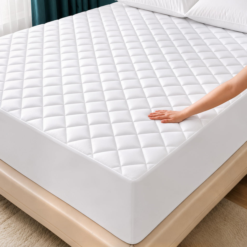 Queen Mattress Pad, Quilted Mattress Protector Topper fits 16" Deep Pocket | White, Soft Breathable Fitted Mattress Cover, Noiseless, Machine Washable for Home & Hotels by Utopia Bedding
