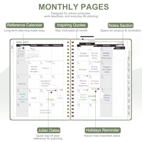 2027 Planner, Weekly and Monthly Calendar Planner Book, 12 Month Agenda, A5 | January 2027 - December 2027, Hardcover, Spiral Bound, Inner Pocket, Home School and Office Supplies, Yearly Planning