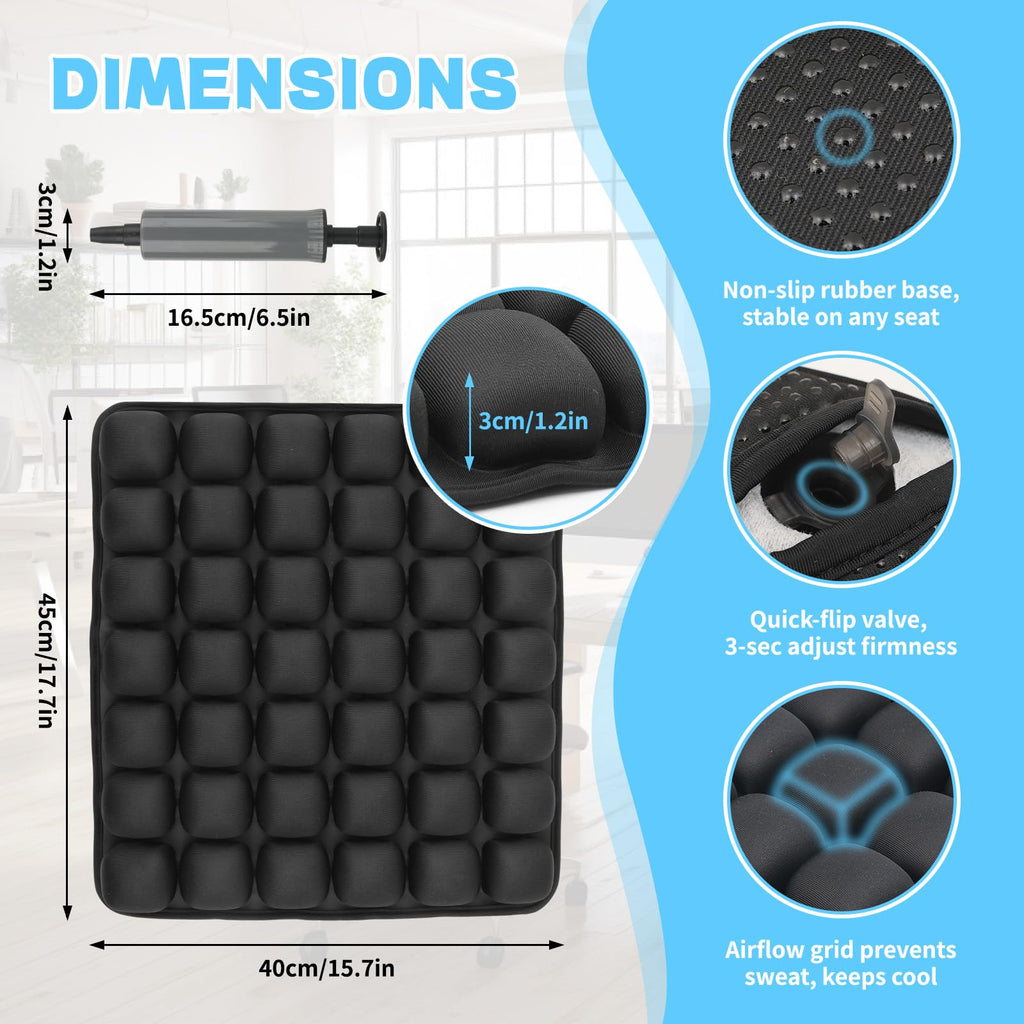 Vewxebo Sondor Travel Seat Cushion- Airplane seat Cushion for Long Flights | Inflatble seat cushion for Office，Chairs,Car and Wheelchair.Portable and Ergonomically Designed Cushion.