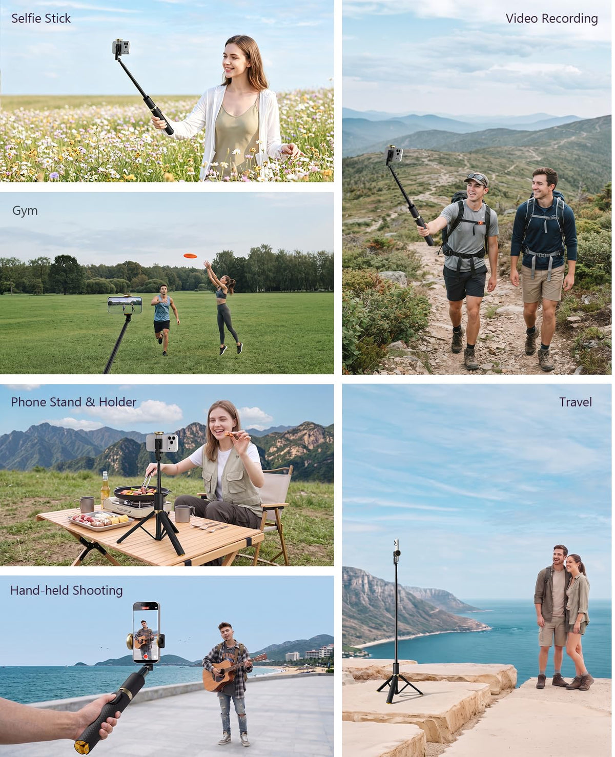 Tripod for iPhone, Selfie Stick with Remote, Stable & Durable Phone Tripod | Portable Travel Cell Phone Stand, Extendable All-in-1 Tripod for Video Recording Compatible with iPhone Android