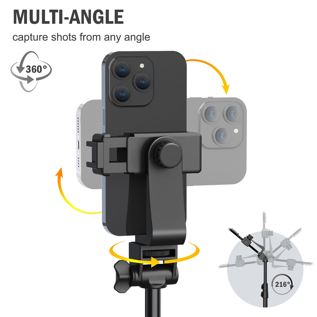 Liphisy 64” Tripod for Cell Phone & Camera with Remote and Phone Holder | Sturdy & Stable Height Adjustable Multi-Angle Shot Selfie Stick Tripod for Video Recording