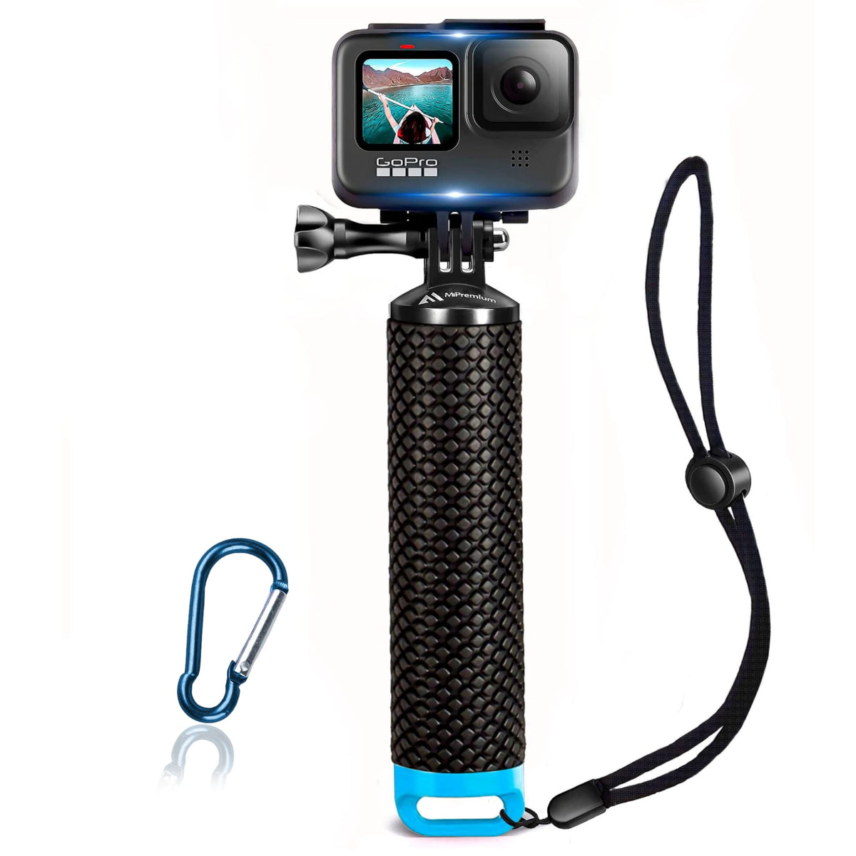 Floating Hand Grip Waterproof Monopod for GoPro Hero 13 12 11 10 9 8 7 6 5 | Compatible with Hero Session Black Silver Handler & Handle Mount Accessories Kit for Water Sport & Action Cameras (Blue)