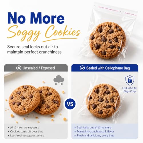 PerkDecor 4x6 Inch (250Pcs) Clear OPP Cellophane Bags, 2.2Mil Thick Crystal Clear Self Sealing Tear Resistant, Packaging for Cookies Treat Candies Crafts Party Favors Home Retail