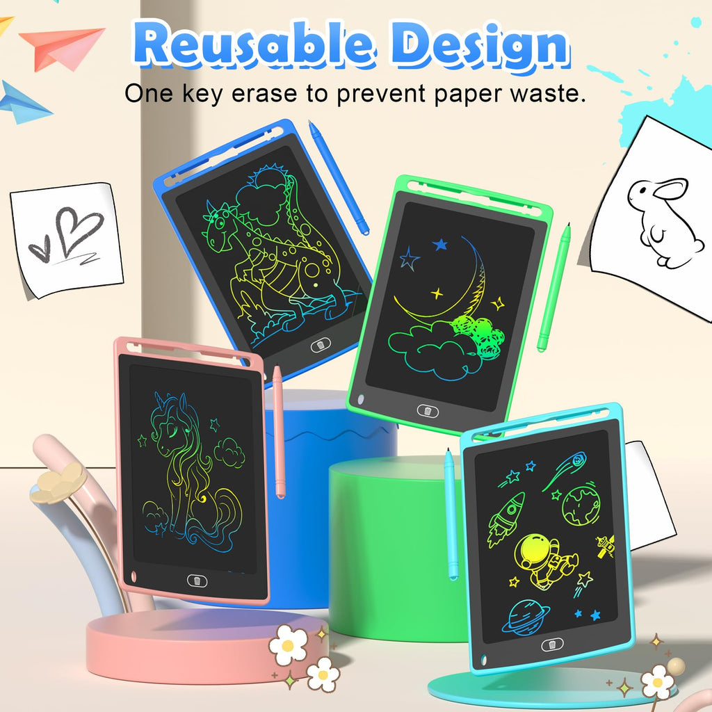 4 Pack LCD Writing Tablet for Kids, 8.5 Inch Colorful Doodle Board Drawing Tablet, Educational Learning Toys Birthday Gifts for Boys Girls Age 3 4 5 6 7 8