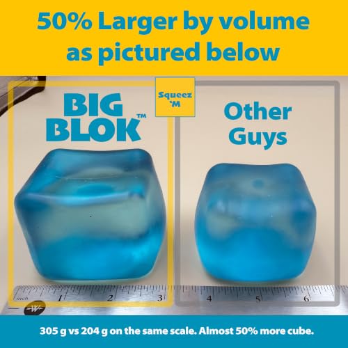 Original BigBlok Premium Stress Cube, Squishy Fidget Toy, Kids & Adults | Non-toxic ASTM certified, US family-owned, easy replacement, jumbo sensory squeeze cube for stress relief
