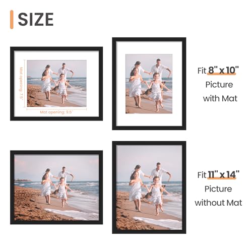 upsimples 11x14 Picture Frame, Wall Decor Photo Frames, Black 1 Pack | 11 x 14 Frame, 8x10 Frame with Mat for Gallery Wall, Family, Baby, Dog, Dorm, Christmas