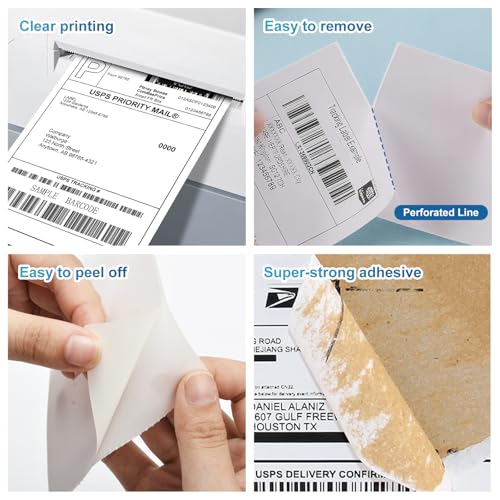 9527 Product Fanfold 4 x 6 Direct Thermal Labels White Perforated Shipping Labels, 500pcs per Stack,1 Stack