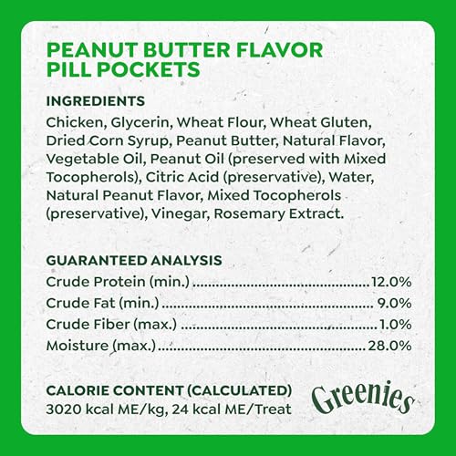 Greenies Pill Pockets Large Size Dog Treats, Peanut Butter, 7.9 oz | Vet-recommended, masks pill smell & taste, moldable texture, capsule size, natural ingredients, no fillers, 7.9 oz. pouch