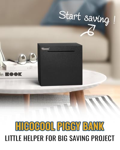 Hicocool Stainless Steel Piggy Bank for Adults Must Break Open, Black 4.72" | Starry Black Unbreakable Money Bank for Adults & Kids, Unopenable Metal Money Box for Saving Plans and Holiday Gifts