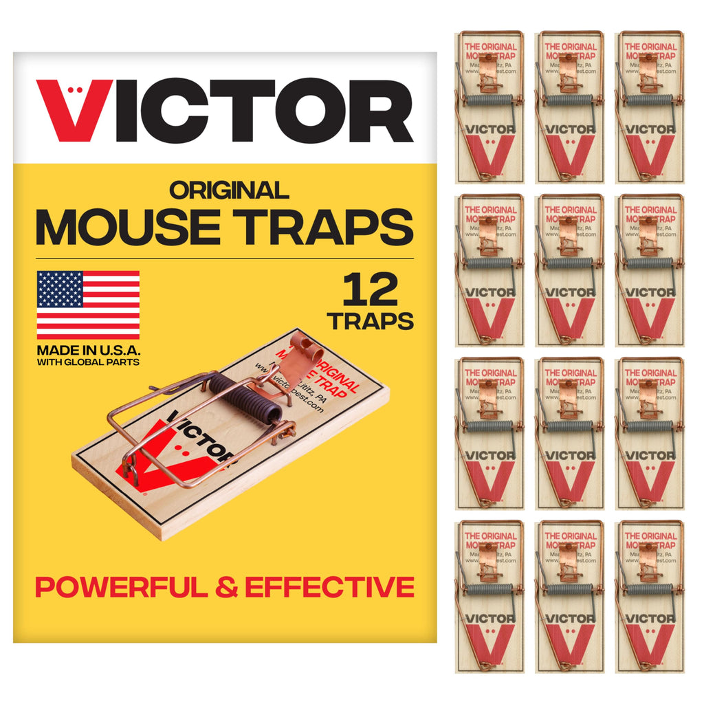 Victor Metal Pedal Mouse Traps, 12-Pack, Reusable Wooden Snap Traps | FSC Certified Wood, Indoor Mice Control Pest Elimination, Rodent Killer Control, Clean & Quick Trapping, Mice Traps for House