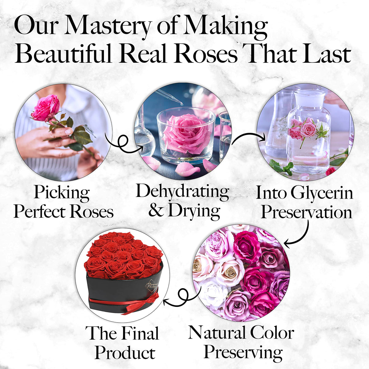 GLAMOUR BOUTIQUE Preserved Flowers, 16 Forever Red Roses in Heart Gift Box | Unique floral present for women, anniversary gifts for her, mom or wife, cute birthday idea, will you be my girlfriend box
