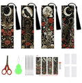 NEGEKFKX 4 Pcs Flower Cross Stitch Bookmark Kit for Adult Beginners | Bohemia Moth Cross Stitch Kits 14 CT DIY Cross stitch Kits Adult Stamped Bookmark Embroidery Bookmarks Kit