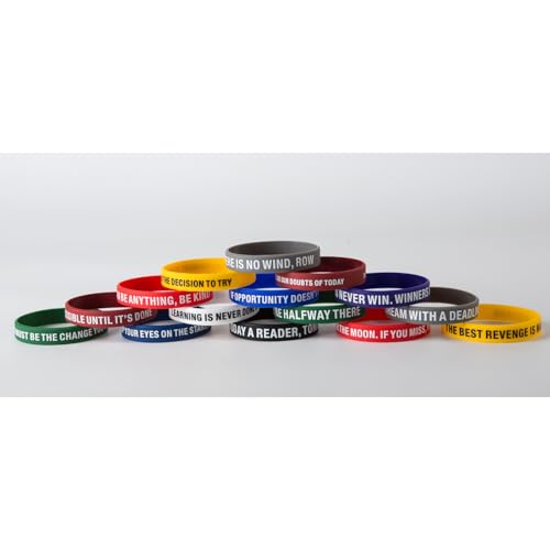 QEERBSIN 100 Pcs Motivational Silicone Wristbands Inspirational Bracelets | 20 Styles For Fitness Sports & Team Building, Perfect Encouragement Gifts For Men Women And Students