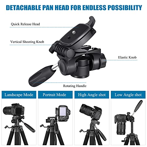 VICTIV 74” Camera Tripod, Tripod for Camera and Phone with Phone Holder | Aluminum Professional Tripod Stand for Canon Nikon with Carry Bag, Compatible with DSLR, iPhone, Spotting Scopes, Gopro