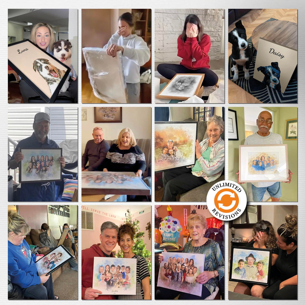 Custom Pencil Drawing from Photos – Charcoal Style Portrait – Merge Family Photos, Add Passed Loved One – Memorial Gift with Angel Wings – Personalized Canvas from Picture – In Memory of Mom
