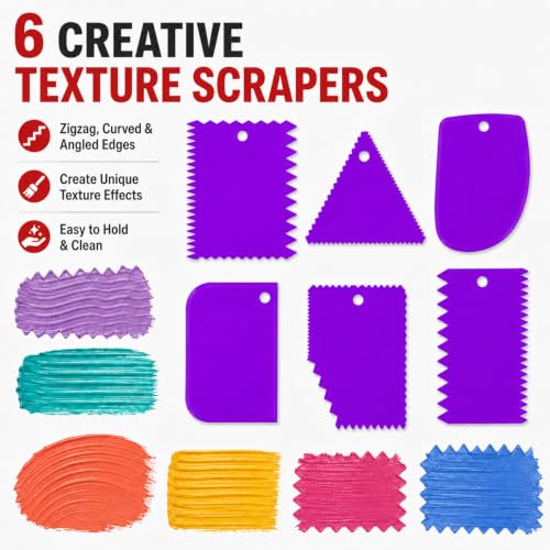 Painting Palette Knife- 5pcs Palette Knives With 6 Plastic Scrapers Set | 11Pcs Art Paint Tool Stainless Steel Spatula for Oil, Canvas, Acrylic Painting & Cake Decorating