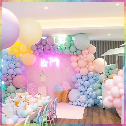 PartyWoo Pastel Balloons 100pcs Pastel Rainbow Balloons 12 Inch | Baby Shower Gender Reveal Engagement Bachelorette Easter Bridal Anniversary Retirement Party Decorations