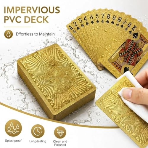 Golden Dragon PVC Playing Cards, Matte Finish with Intricate Pattern on Durable Hardened Deck, Elegant Design for Poker Game Night and Party Gatherings