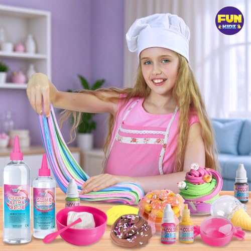 Gift Butter Slime Kit for Girls 10-12, FunKidz Ice Cream Soft Slime Making Kit Ages 8-12 Kids Slime Toys Ideal Birthday Party Present