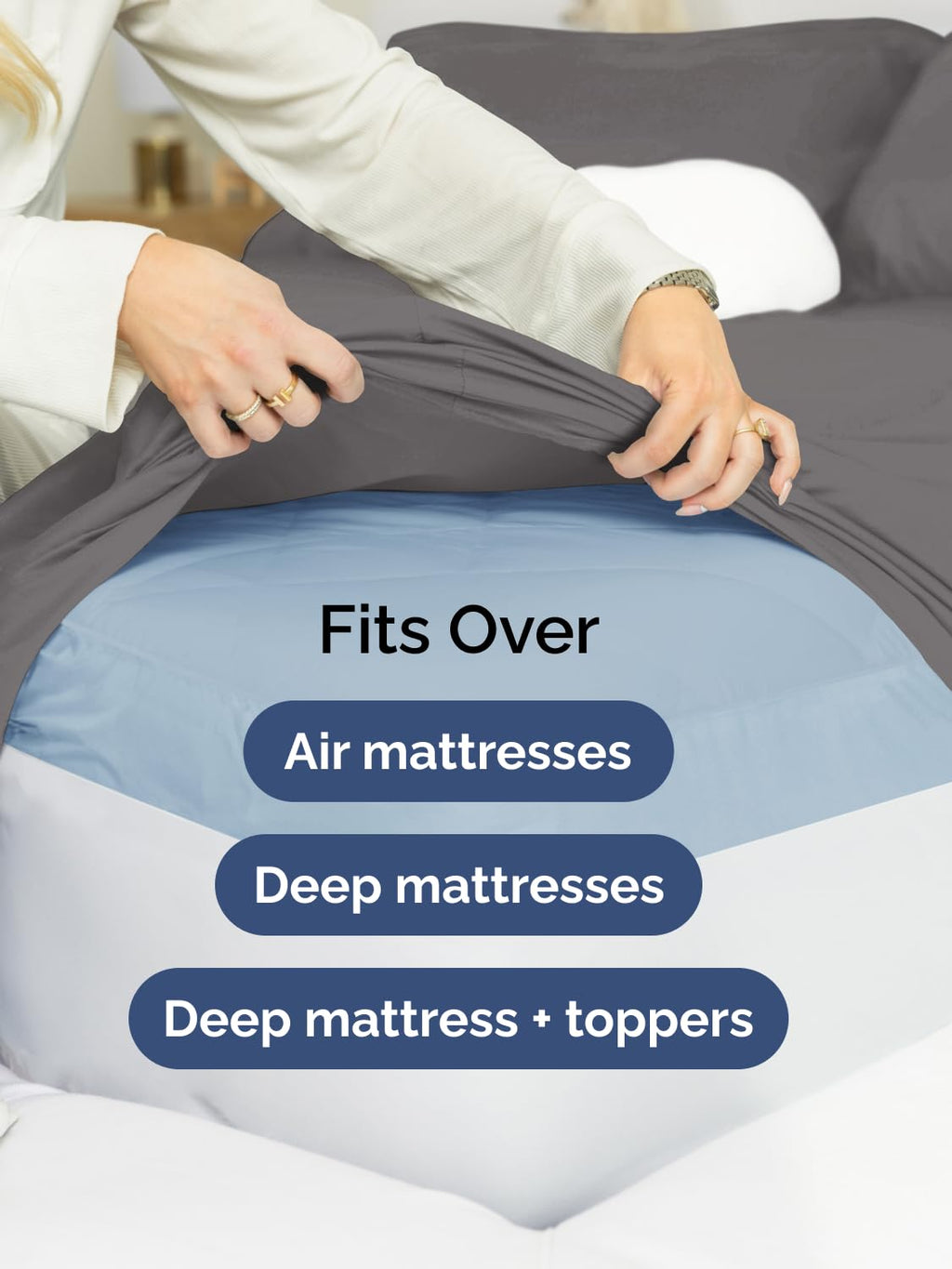 CGK Extra Deep Queen Sheet Set - 6pc Cooling Sheets - Grey | Hotel Luxury Bed Sheets Set, Easy & Secure Fit, Ultra-Soft, Wrinkle & Fade Free, Comfy Sheets Set with Extra Deep Pockets