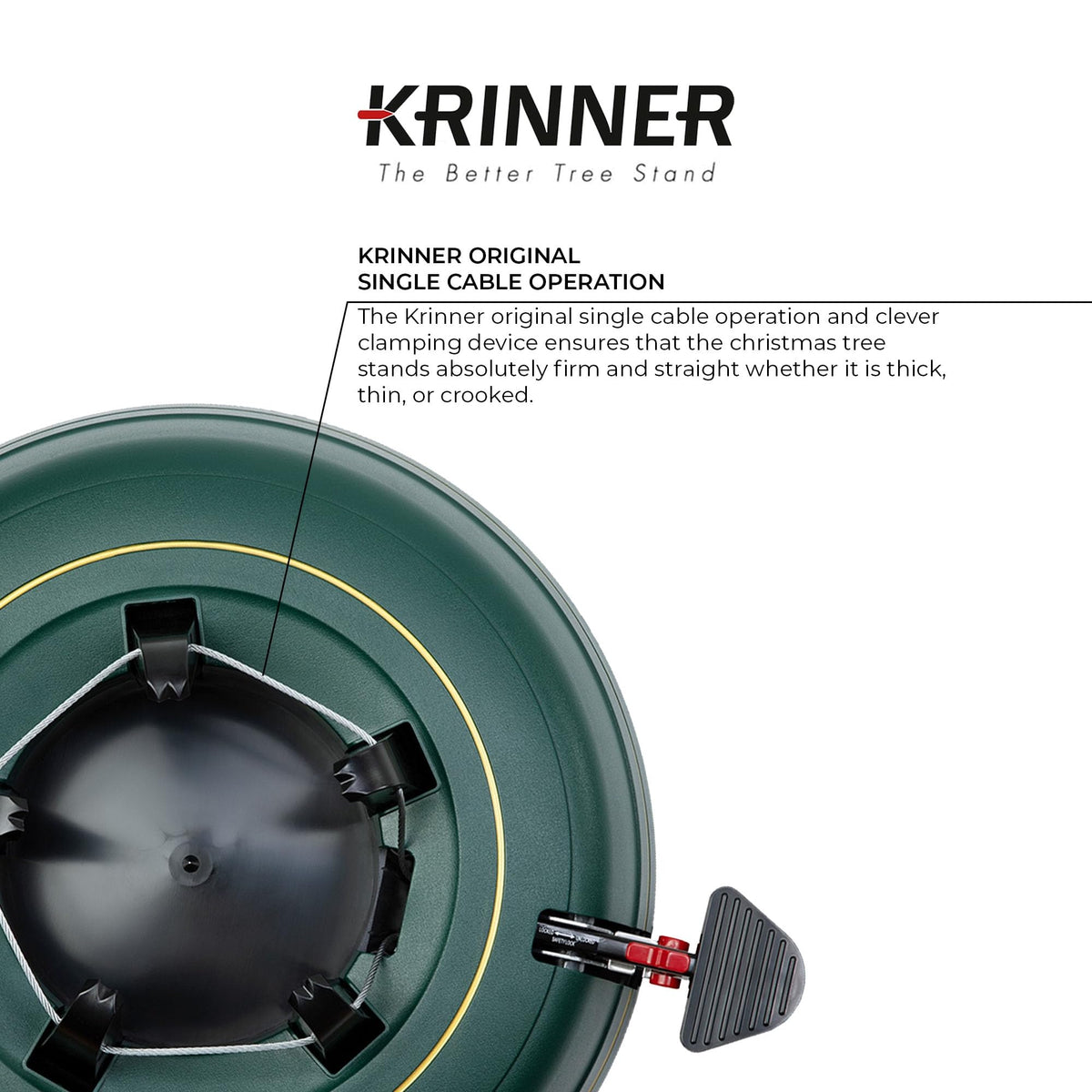 Krinner Tree Genie XL Tree Stand, Green - Fits 10 ft Trees | Original Single-Cable System, Foot Pedal Operation, Water Level Indicator, Ratchet Lock, No Assembly Required