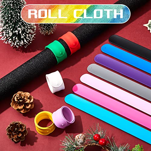 Leyndo 12 Pcs Wrapping Paper Roll Holder Bands Silicone Snap,Multi Colors | Metal Strips Flip with Silicone Snap Bands Covered, 1 x 9 In, for Gift Wrapping Paper, Vinyl Roll, Poster, Reusable Organizer