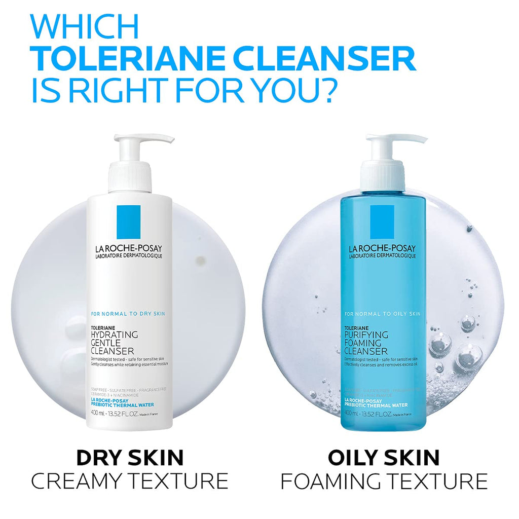 La Roche-Posay Toleriane Purifying Foaming Facial Cleanser with Niacinamide | Oil free face wash for sensitive skin with niacinamide and ceramides. Pore cleanser that won’t dry out skin and is soap free.
