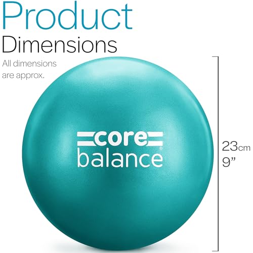 Core Balance Pilates Ball 9 Inch Anti Burst, Core Ball with Inflation Tube, Mini Pilates Ball for Physical Therapy, Small Exercise Ball for Yoga, Barre, Stretching and Core Stability Workout