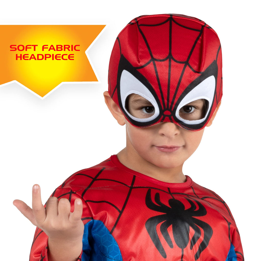 MARVEL Official Toddler Deluxe Halloween Costume - Premium Quality Padded Jumpsuit and Fabric Headpiece (3T-4T)
