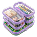 CarryEpic Clear Hard Shell Zipper Cases (5 Packs), Plastic Hard Sided Zippers Pouches Clear Hardshell Pencil Case For Storage, Diaper Bag Organizer Bliss Bins 4*Small/1*Medium, Purple