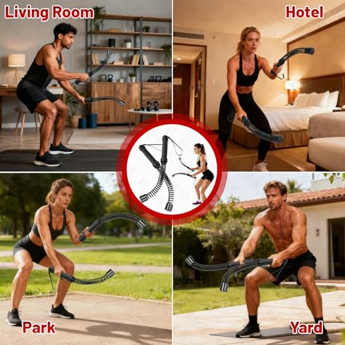 WKNNOXT Cordless Battle Ropes (2-Pack) Portable Workout Ropes for HIIT Workouts,Cardio & Muscle Training,Low-Impact Cardio Training,Home Gym Equipment for Men & Women(1.9LB x 2) (1.8LB*2)