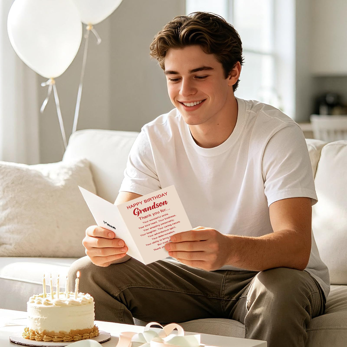 mmuue Grandson Birthday Card, Birthday Card for Grandson Adult | Happy Birthday Grandson Card Gifts from Grandma Grandpa, Printed Heartfelt Message Inside with Envelope