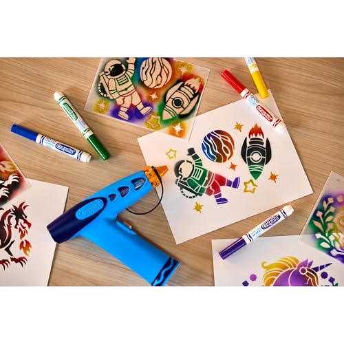 Crayola Marker Airbrush Spray Art Kit, 8 Washable Markers, 5 Stencils | Arts & Crafts Toys for Kids, Birthday, Holiday Gifts for Girls & Boys 6+, Battery-Powered Sprayer Kids Activities