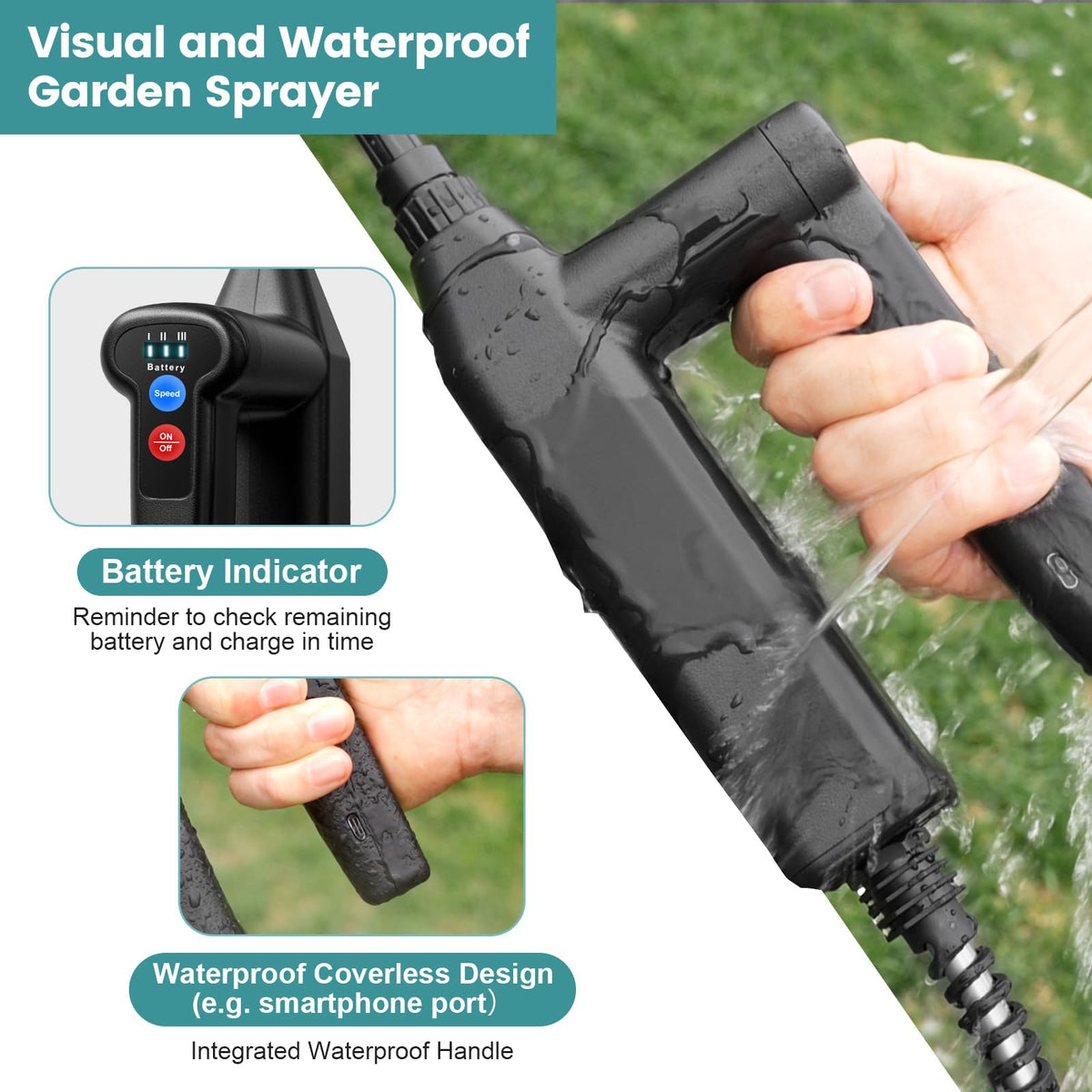 Battery Powered Sprayer 2 Gallon, 2026 Upgrade Electric Sprayer with 3 Adjustable Speed, Battery Indicator, 4 Mist Nozzles, Rechargeable Retractable Wand with Adjustable Shoulder Strap for Lawn Garden
