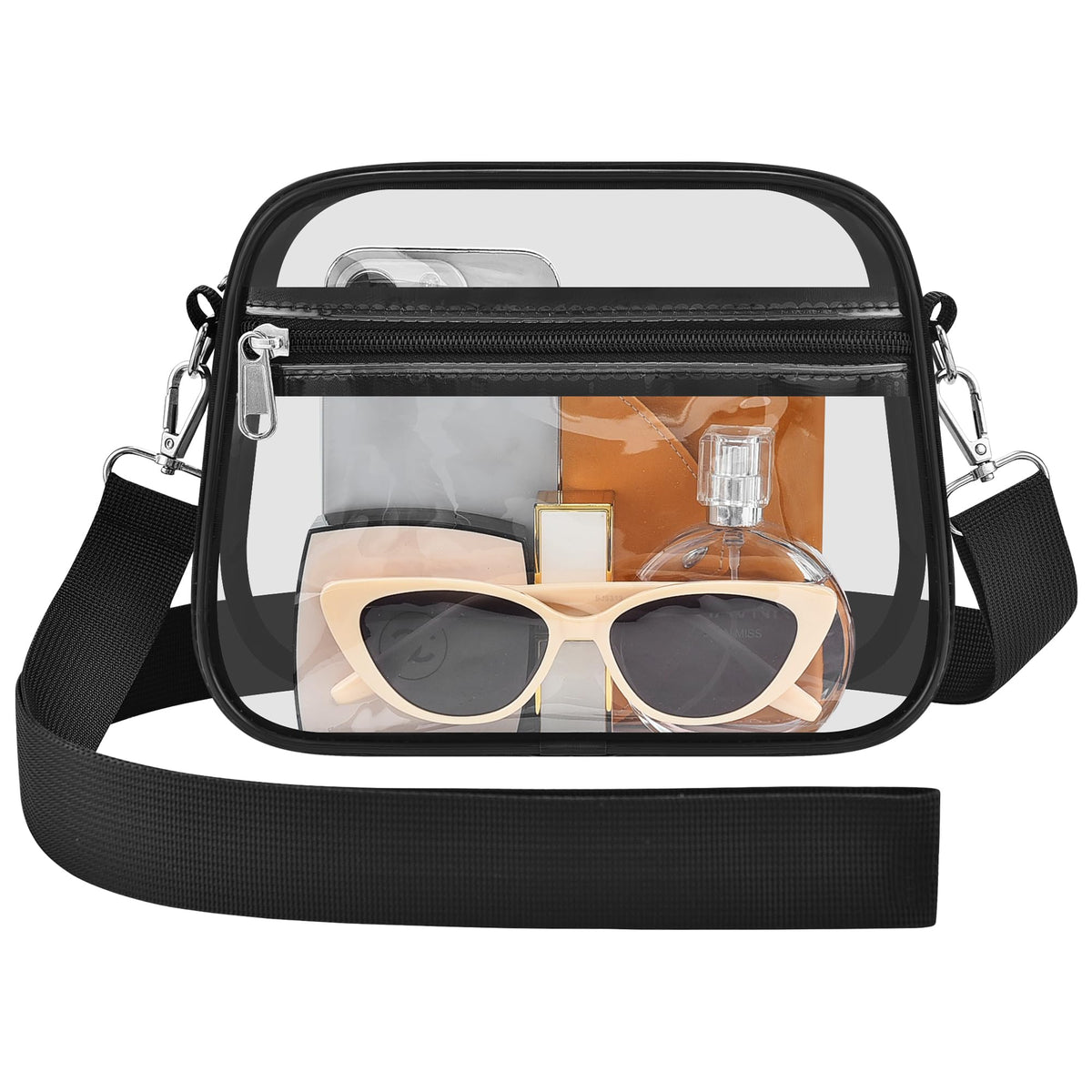 Clear Bag for Stadium Events Stadium Approved Women's Top-Handle Handbags | Mini Small Clear Bag Purse with Wide Adjustable Strap and Front Pocket for Sports Concerts, Festivals